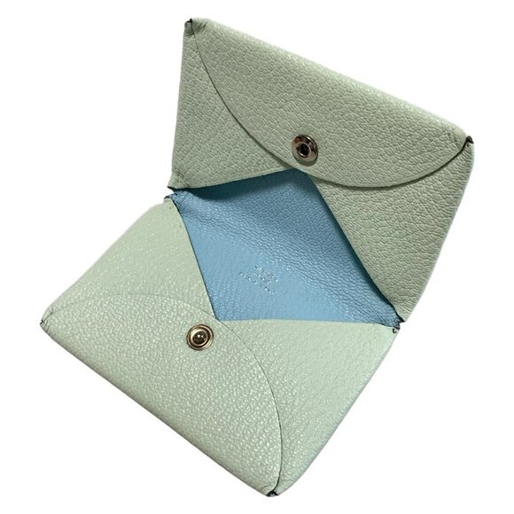 Auth HERMES Calvi Verseau Vert Fizz Blue Zephyr Chevre B Coin Case - Picture 3 of 4